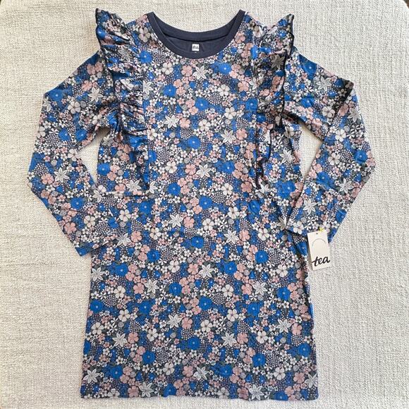 NWT Tea Collection Swedish Floral Ruffle Shoulder Dress 12 - Picture 1 of 3